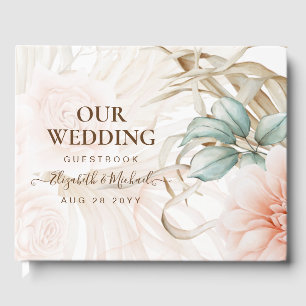 Airy BOHO Pampas Grass Light Peach Wedding Gästebuch