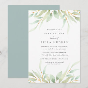 Airy Botanical Baby Shower Einladung
