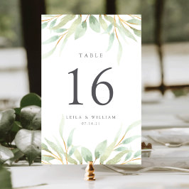 Airy Botanical Personalisiert Tischnummer Card
