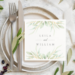 Airy Botanical Personalized Wedding Serviette