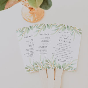 Airy Botanical Wedding Program Fächer