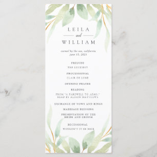 Airy Botanical Wedding Zeremony Program Programm