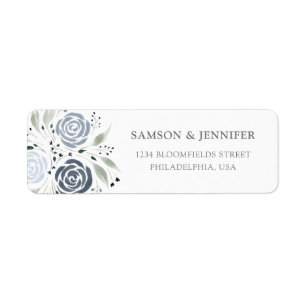 Airy Dusty Blue Floral Rücksendeadresse