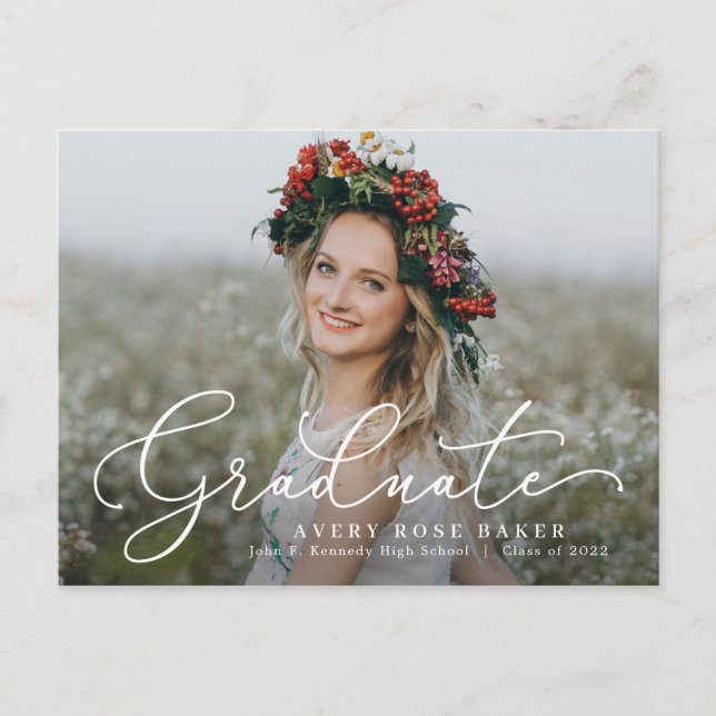 Airy Elegance EDITABLE FARBEN Abschluss Postkarte (Vorderseite)