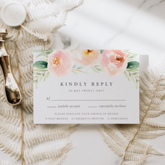 Airy Floral RSVP Card mit Speisekarte (Von Creator hochgeladen)