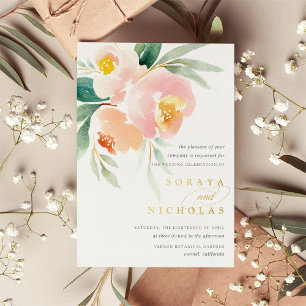 Airy Floral Wasserfarbenhochzeit Folieneinladung