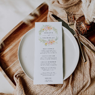 Airy Floral Wedding Menu Card Menükarte