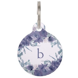 Airy Floral Wreath mit Pet's Monogramm und Telefon Haustiermarke