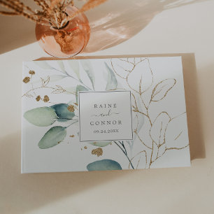 Airy Greenerity und Gold Leaf Wedding Gästebuch