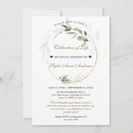 Airy Greenery Feier zum Gedenken an die Beerdigung Einladung