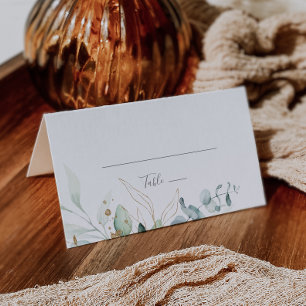 Airy Greenery und Gold geflochtene Hochzeitsfeier Platzkarte