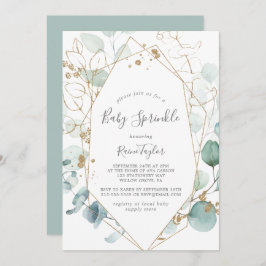 Airy Greenery und Gold Leaf Baby Sprinkle Einladung