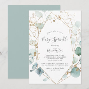Airy Greenery und Gold Leaf Baby Sprinkle Einladung