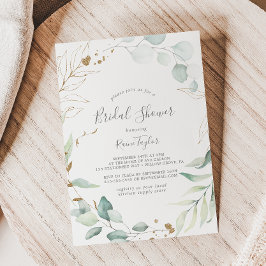 Airy Greenery und Gold Leaf Brautparty Einladung