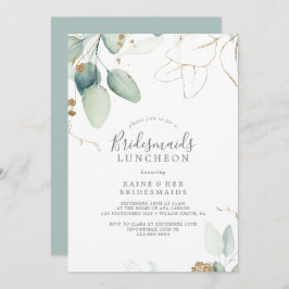Airy Greenery und Gold Leaf Bridesmaids Luncheon Einladung