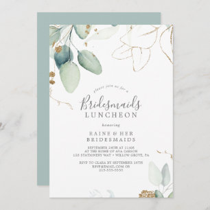 Airy Greenery und Gold Leaf Bridesmaids Luncheon Einladung