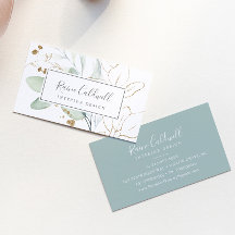 Airy Greenery und Gold Leaf Business Card