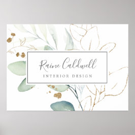Airy Greenery und Gold Leaf Business Poster