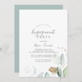 Airy Greenery und Gold Leaf Engagement Party Einladung