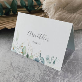 Airy Greenery und Gold Leaf Hochzeitsfeiern Platzk Tischnummer