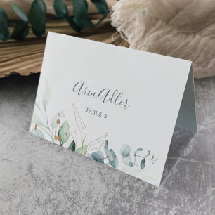 Airy Greenery und Gold Leaf Hochzeitsfeiern Platzk Tischnummer