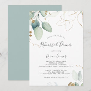 Airy Greenery und Gold Leaf Probe Dinner Einladung
