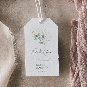 Airy Greenery und Gold Leaf Vielen Dank für Ihre U Geschenkanhänger