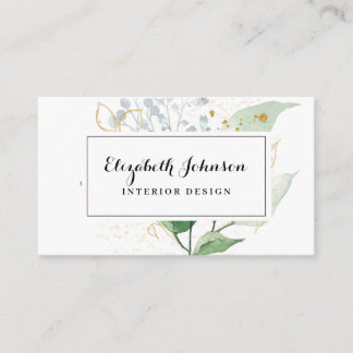 Airy Greenery und Gold Leaf Visitenkarte