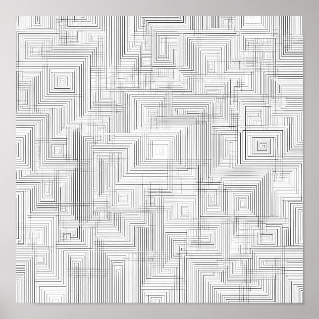 Airy Layered Labyrinth Decoupage Template Line Art Poster (Vorne)