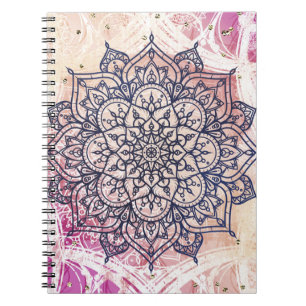 Airy Mandala Happy Pink Lila Yellow Blue & Gold Notizblock