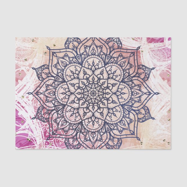 Airy Mandala Happy Pink Lila Yellow Blue & Gold Seidenpapier (Vorderseite)