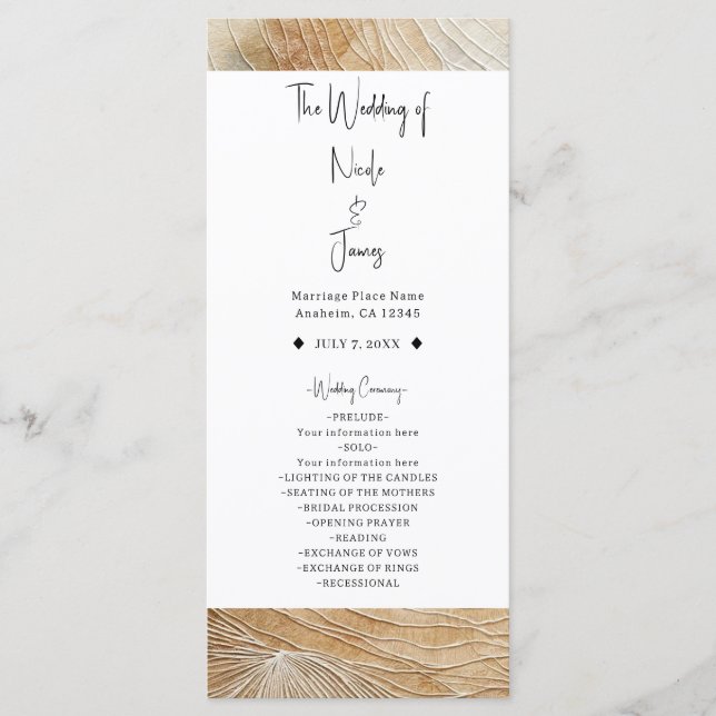 Airy Neutral Natural Element Bohemisch Boho Weddin Programm (Vorderseite)