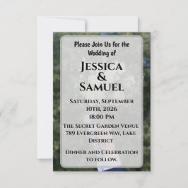 Airy Outdoor Wedding Invitation with White Roses Einladung