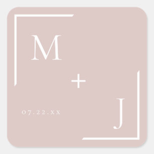 Airy Pastel Dusty Blush Monogram Sticker