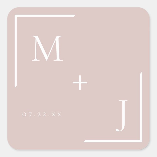 Airy Pastel Dusty Blush Monogram Sticker (Vorderseite)