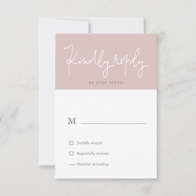 Airy Pastel Modern Blush RSVP Card Karte (Vorderseite)