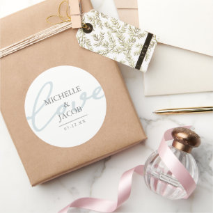 Airy Pastel   Mono-Liebe-Hochzeitsticker Runder Aufkleber