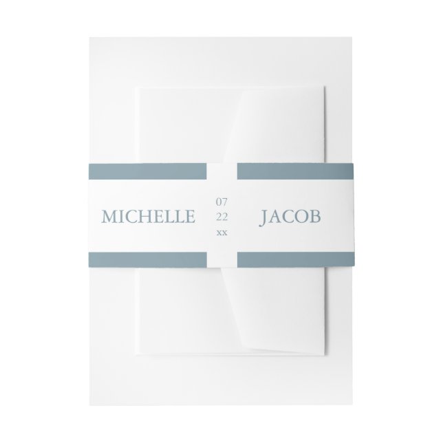 Airy Pastel Slate Blue | Hochzeitsband Einladungsbanderole (Vorderseite Beispiel)