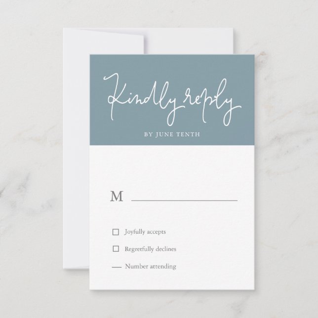 Airy Pastel Slate Blue RSVP Card (Vorderseite)