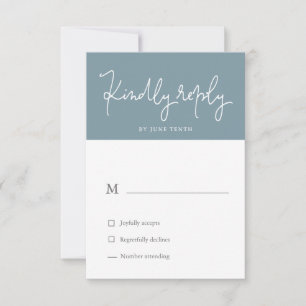 Airy Pastel Slate Blue RSVP Card Karte