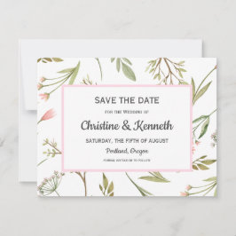 Airy pink Wiese Blume Wedding Save the Date RSVP Karte