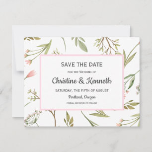Airy pink Wiese Blume Wedding Save the Date RSVP Karte