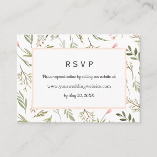 Airy Pink Wildblumen Hochzeitsstiftung RSVP Online Visitenkarte