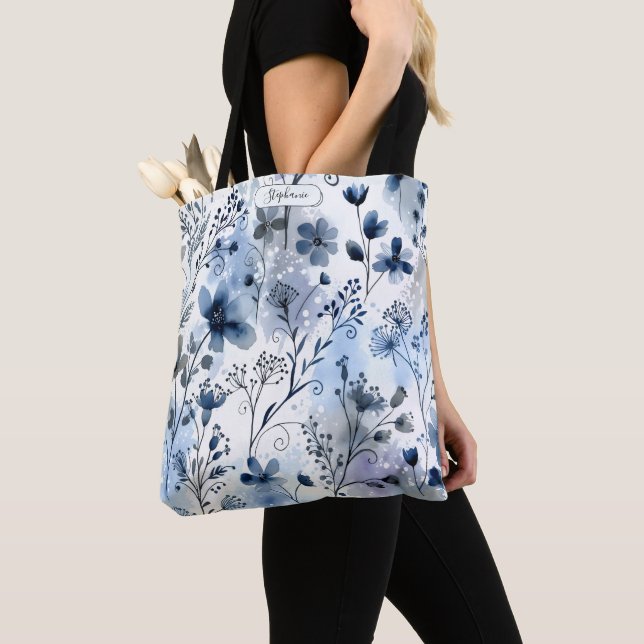 Airy Watercolor Blue Floral Everyday Personalized (Von Nahem)