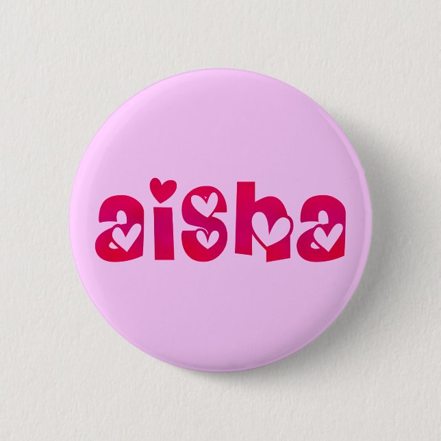 Aisha im Herzen Button (Vorderseite)