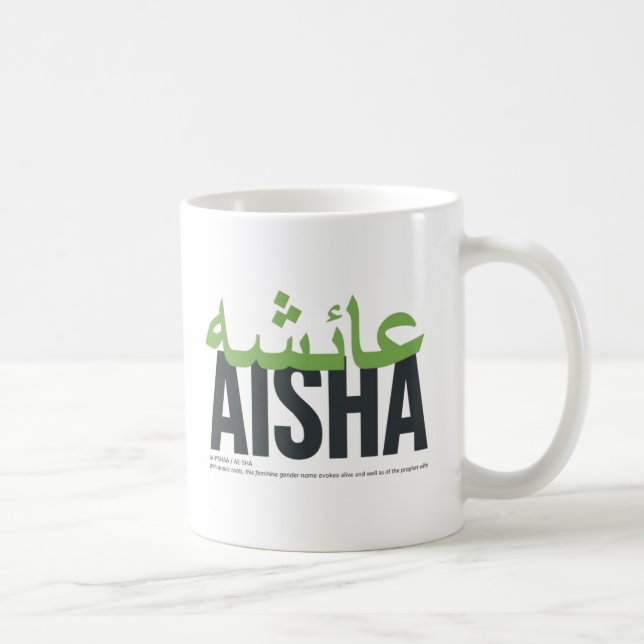 Aisha Name Verkündung und Bedeutung Kaffeetasse (Rechts)