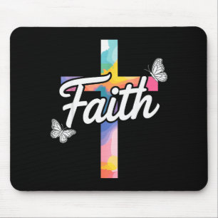 Aith Cross Mit Schmetterlingen Christlich Mousepad