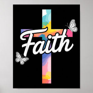 Aith-Kreuz mit Schmetterlingen Christlich Poster