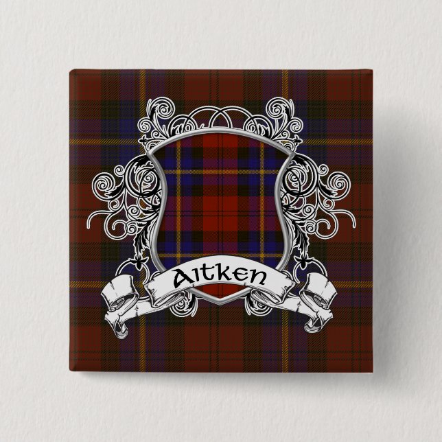 Aitken Tartan-Schild Button (Vorderseite)