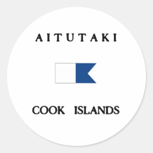 Aitutaki Cook Islands Alpha Dive Flag Runder Aufkleber